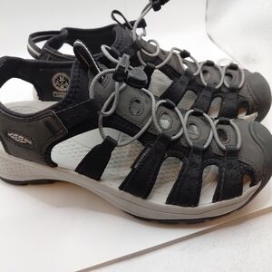 WOMENS KEEN ASTORIA WEST SANDALS IN BLACK GREY SIZE 8.5 EXCELLENT